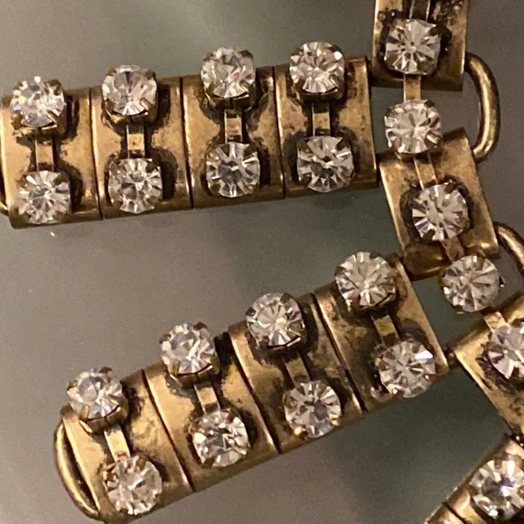 J CREW - necklace: gold tone w asymmetrical chunks & rhinestones throughout - Picture 11 of 16